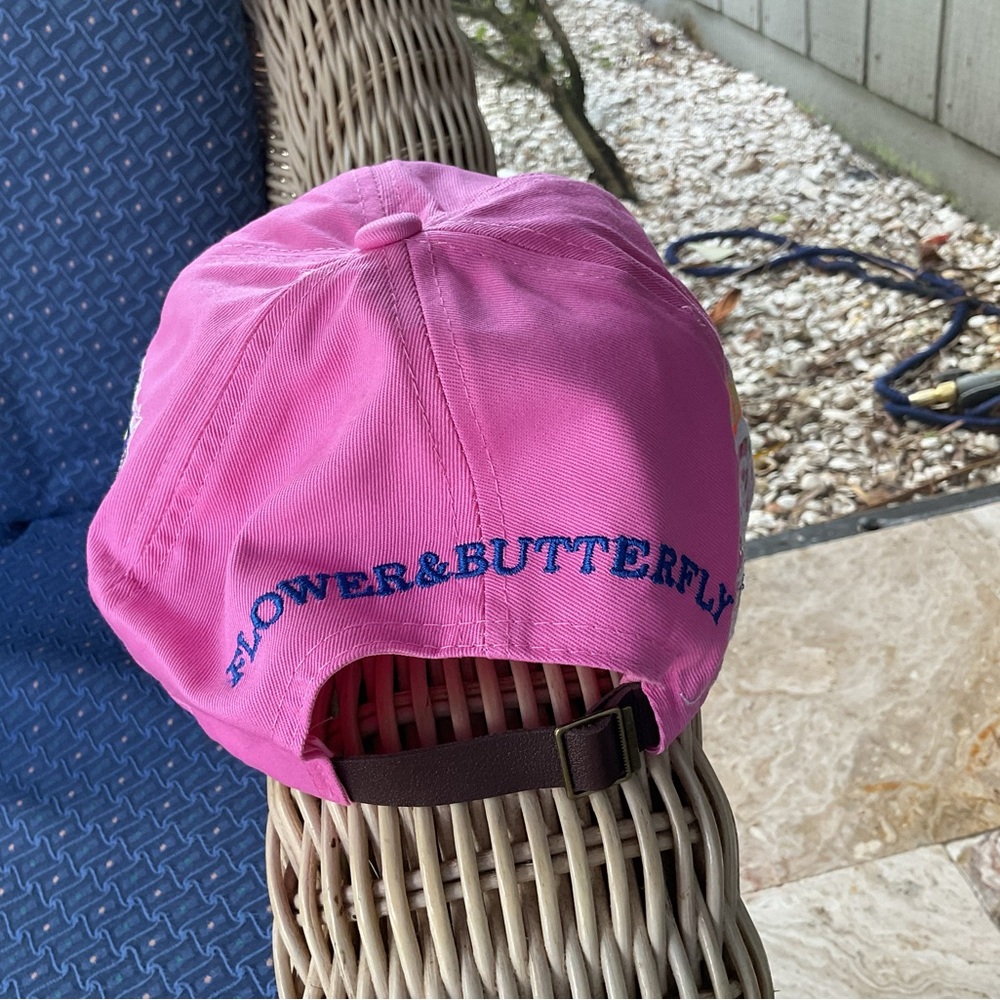 New, Flower & Butterfly Embroidered Floral Cap. Pink or white - Picture 6 of 13